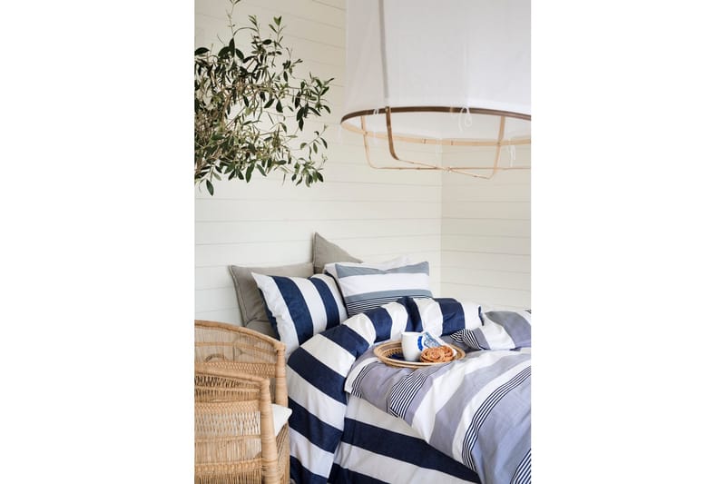 Dynebetræk Dobbelt 3-Del Block Stripe - Marineblå - Tekstiler - Sengetøj - Sengesæt & dynesæt