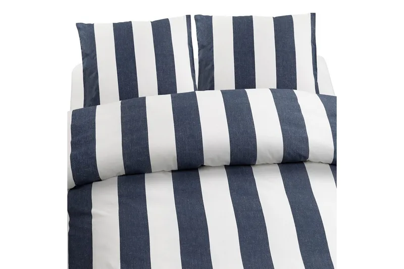 Dynebetræk Dobbelt 3-Del Block Stripe, Marineblå