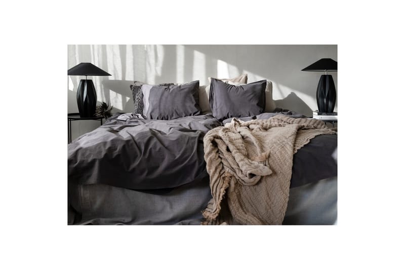 Dynebetræk Dobbelt 3-Dele Percale - Grå - Tekstiler - Sengetøj - Sengesæt & dynesæt