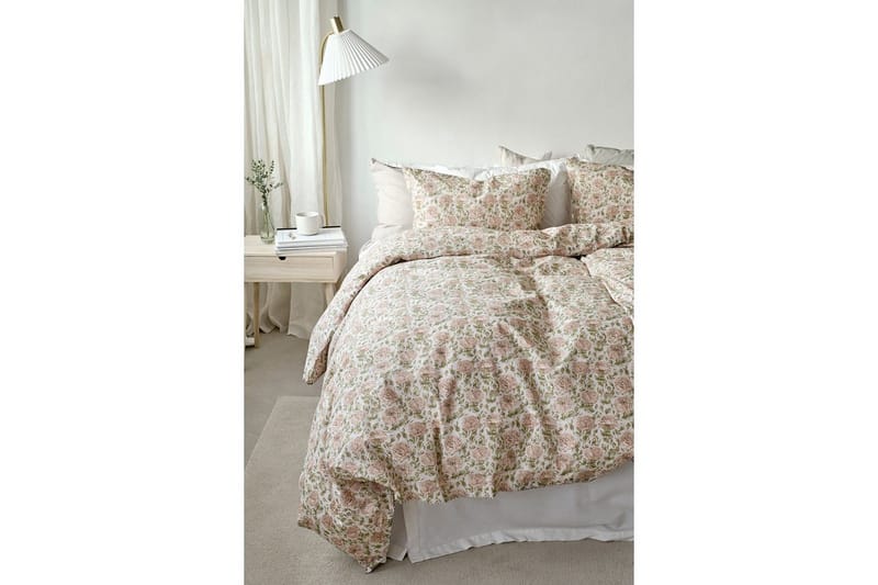Dynebetræk Enkeltseng 2-Del Irma Blomst Rosa - Tekstiler - Sengetøj - Sengesæt & dynesæt
