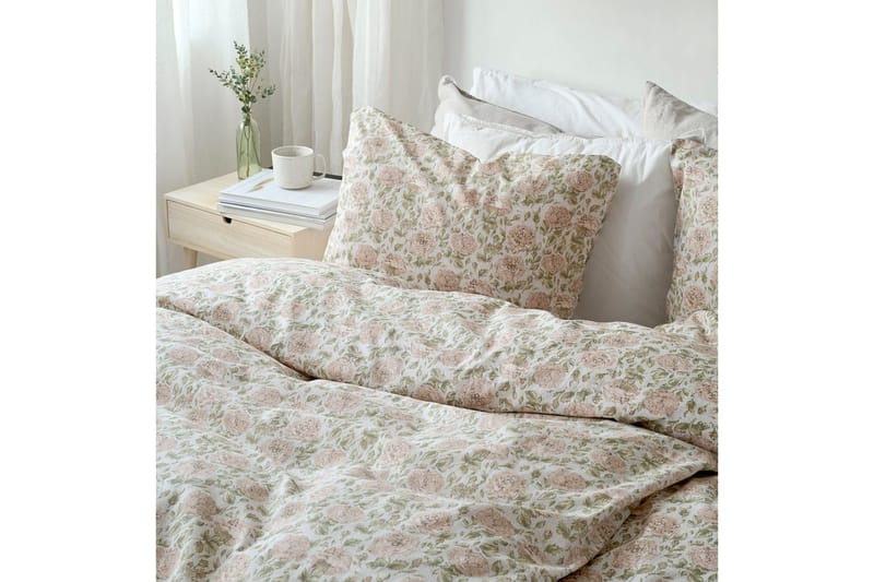 Dynebetræk Enkeltseng 2-Del Irma Blomst Rosa - Tekstiler - Sengetøj - Sengesæt & dynesæt