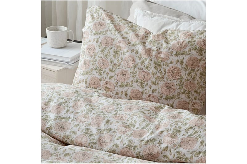 Dynebetræk Enkeltseng 2-Del Irma Blomst Rosa - Tekstiler - Sengetøj - Sengesæt & dynesæt