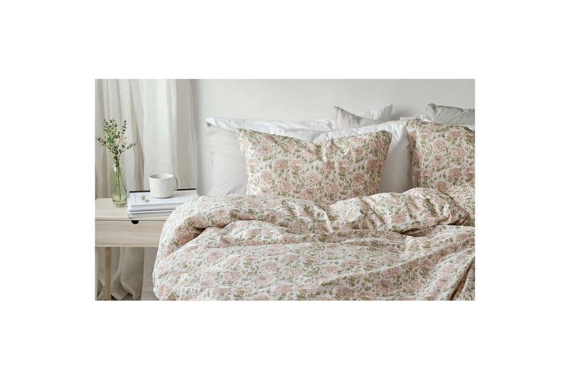 Dynebetræk Enkeltseng 2-Del Irma Blomst Rosa - Tekstiler - Sengetøj - Sengesæt & dynesæt