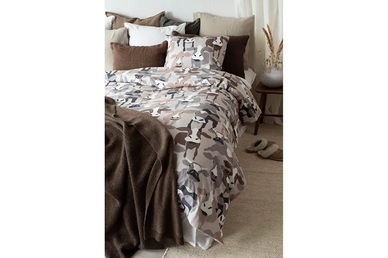 Dynebetræk Enkeltseng 2-Del Køer Sand - Tekstiler - Sengetøj - Sengesæt & dynesæt