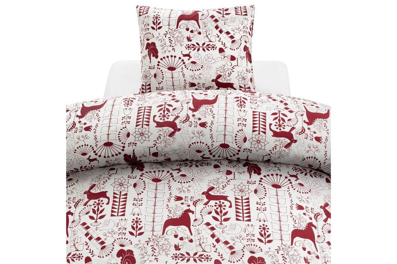 Dynebetræk Enkeltseng 2-Dele Æppelbo - Rød - Tekstiler - Sengetøj - Sengesæt & dynesæt