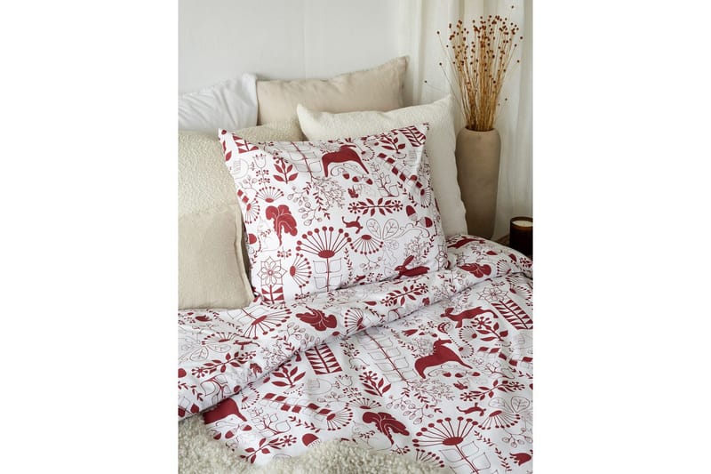 Dynebetræk Enkeltseng 2-Dele Æppelbo - Rød - Tekstiler - Sengetøj - Sengesæt & dynesæt