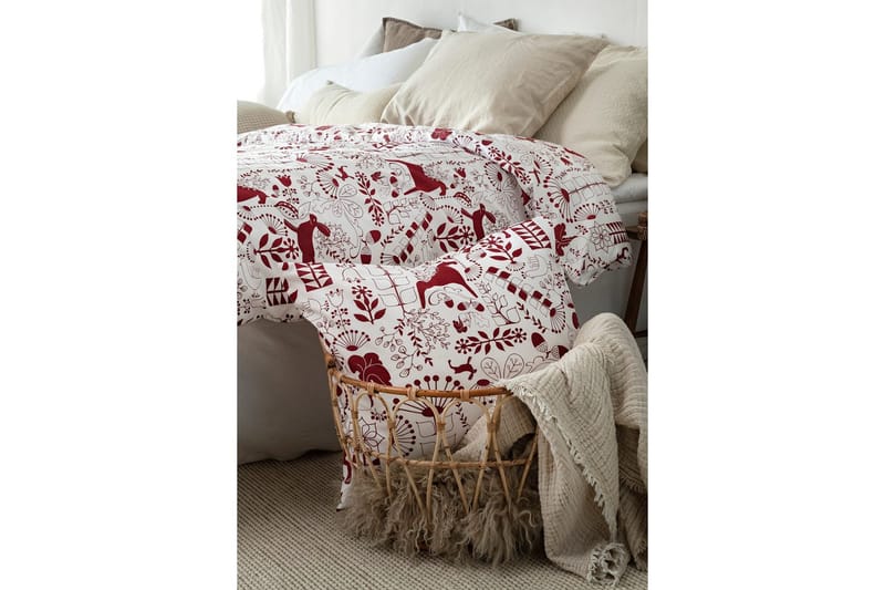 Dynebetræk Enkeltseng 2-Dele Æppelbo - Rød - Tekstiler - Sengetøj - Sengesæt & dynesæt