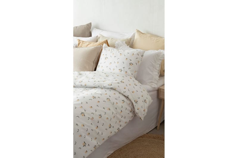 Dynebetræk Enkeltseng 2-Dele Citroner Gul - Tekstiler - Sengetøj - Sengesæt & dynesæt