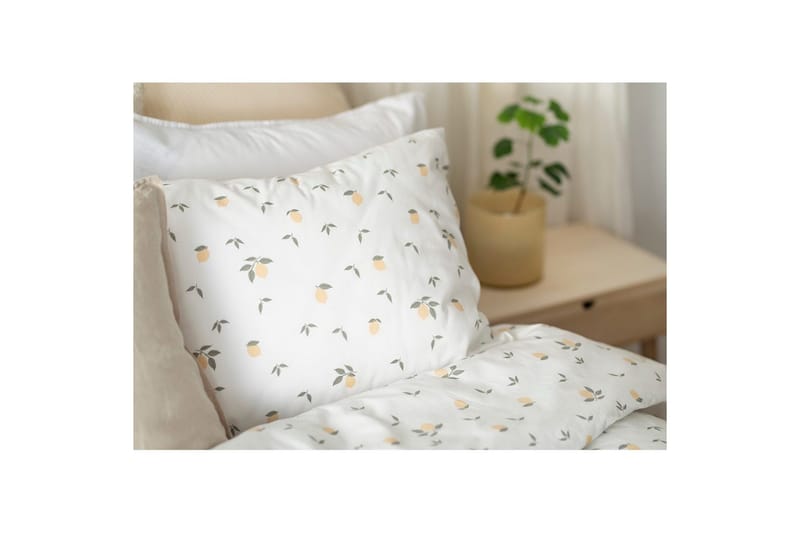 Dynebetræk Enkeltseng 2-Dele Citroner Gul - Tekstiler - Sengetøj - Sengesæt & dynesæt