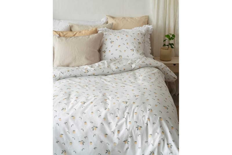 Dynebetræk Enkeltseng 2-Dele Citroner Gul - Tekstiler - Sengetøj - Sengesæt & dynesæt