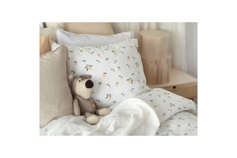 Dynebetræk Enkeltseng 2-Dele Citroner Gul - Tekstiler - Sengetøj - Sengesæt & dynesæt