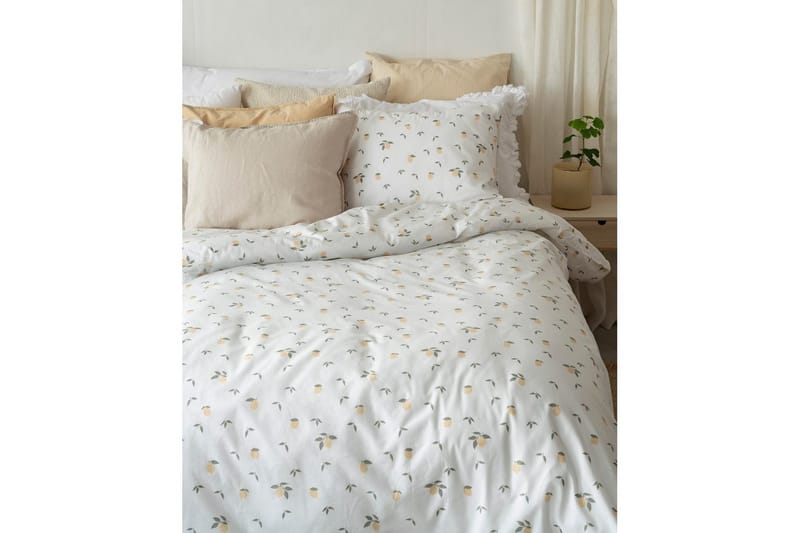 Dynebetræk Enkeltseng 2-Dele Citroner Gul - Tekstiler - Sengetøj - Sengesæt & dynesæt