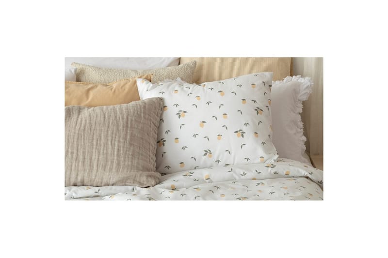 Dynebetræk Enkeltseng 2-Dele Citroner Gul - Tekstiler - Sengetøj - Sengesæt & dynesæt