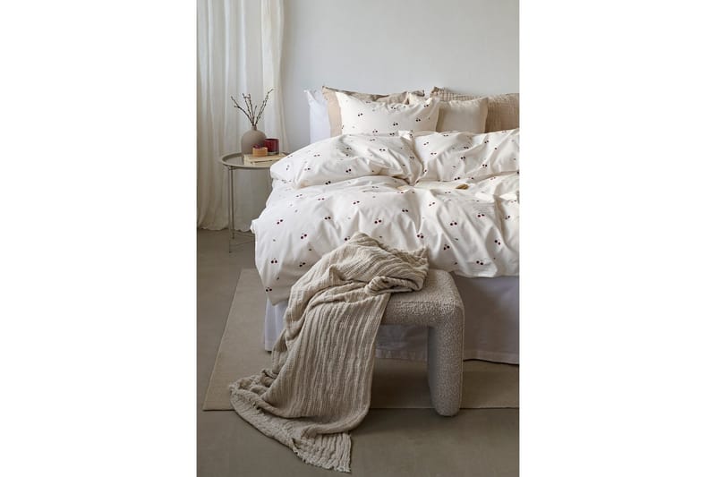 Dynebetræk Enkeltseng 2-Dele Kirsebær Sand - Tekstiler - Sengetøj - Sengesæt & dynesæt