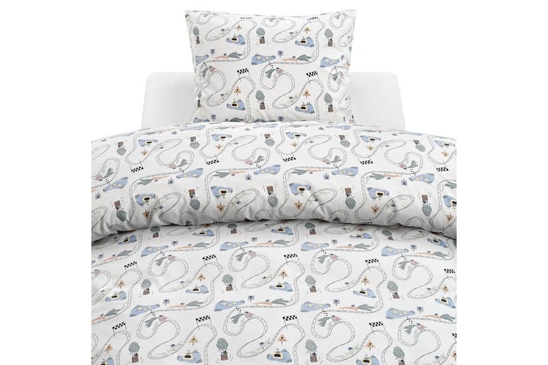 Dynebetræk Enkeltseng 2-Dele Mini Rally Hvid, undefined