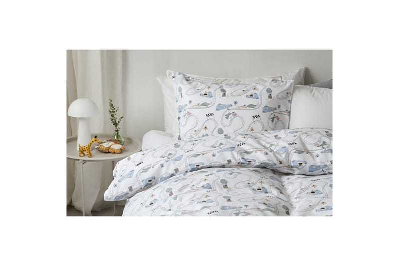 Dynebetræk Enkeltseng 2-Dele Mini Rally Hvid - Tekstiler - Sengetøj - Sengesæt & dynesæt