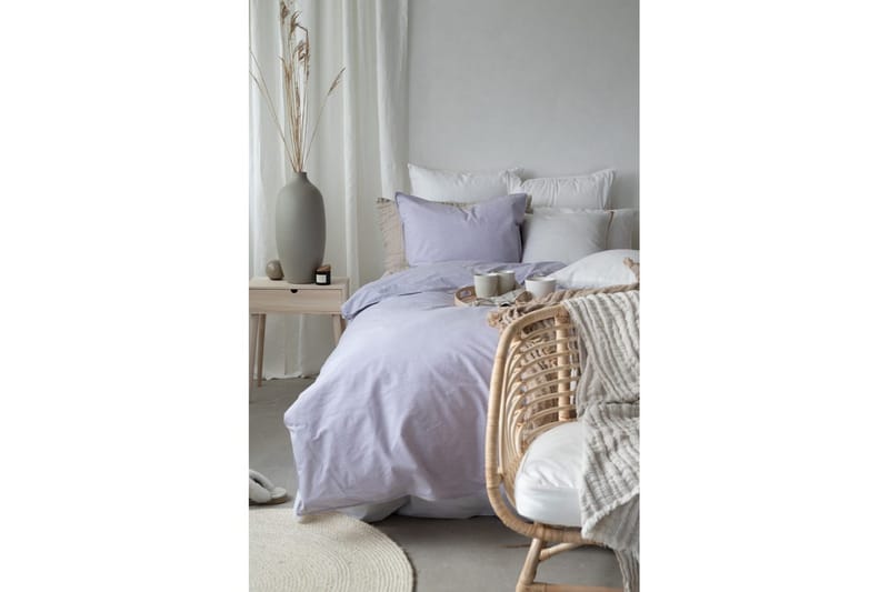 Dynebetræk Enkeltseng 2-Dele Vasket - Lilla - Tekstiler - Sengetøj - Sengesæt & dynesæt