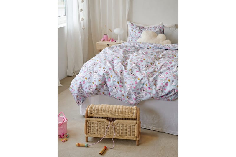 Dynebetræk Enkeltseng 2-dels Enhjørning - Blå - Tekstiler - Sengetøj - Sengesæt & dynesæt