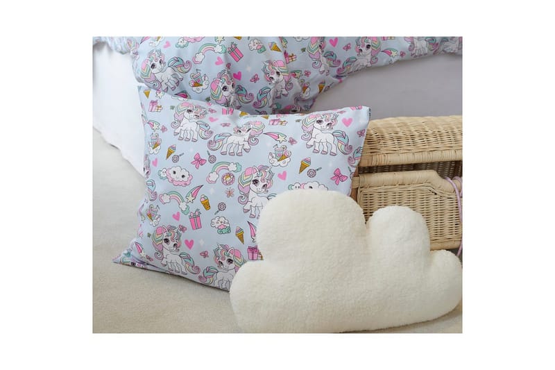 Dynebetræk Enkeltseng 2-dels Enhjørning - Blå - Tekstiler - Sengetøj - Sengesæt & dynesæt