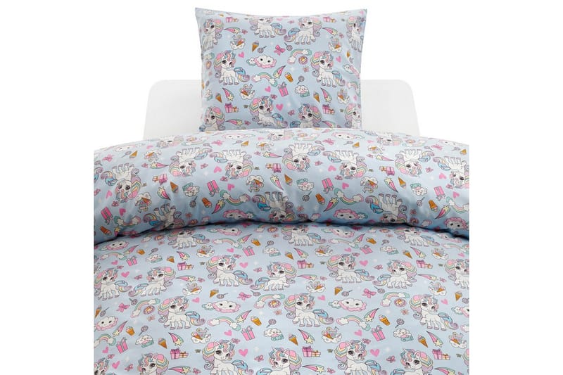 Dynebetræk Enkeltseng 2-dels Enhjørning, Blå