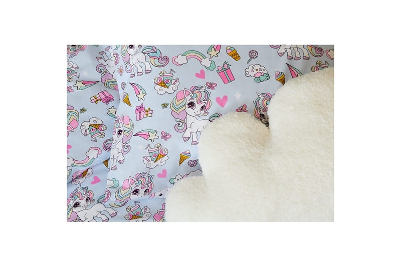 Dynebetræk Enkeltseng 2-dels Enhjørning - Blå - Tekstiler - Sengetøj - Dyne