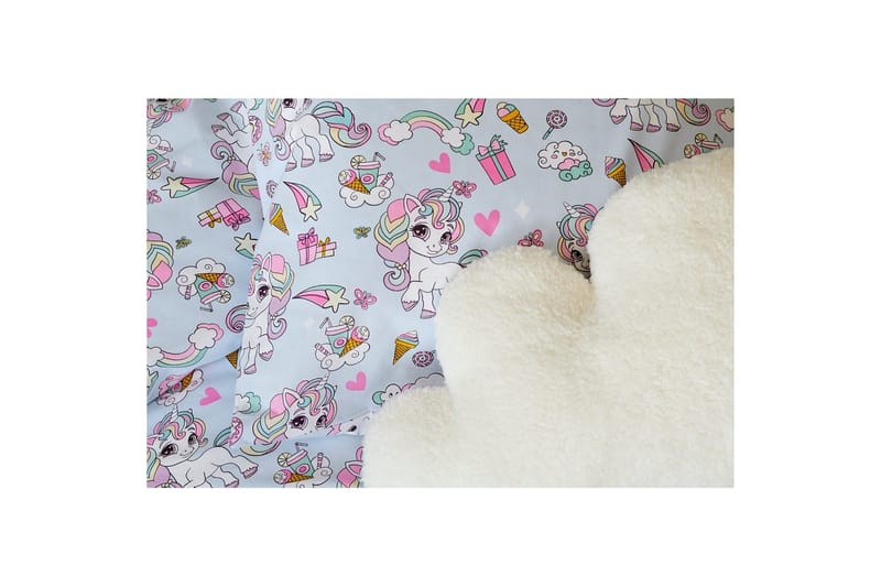 Dynebetræk Enkeltseng 2-dels Enhjørning - Blå - Tekstiler - Sengetøj - Dyne