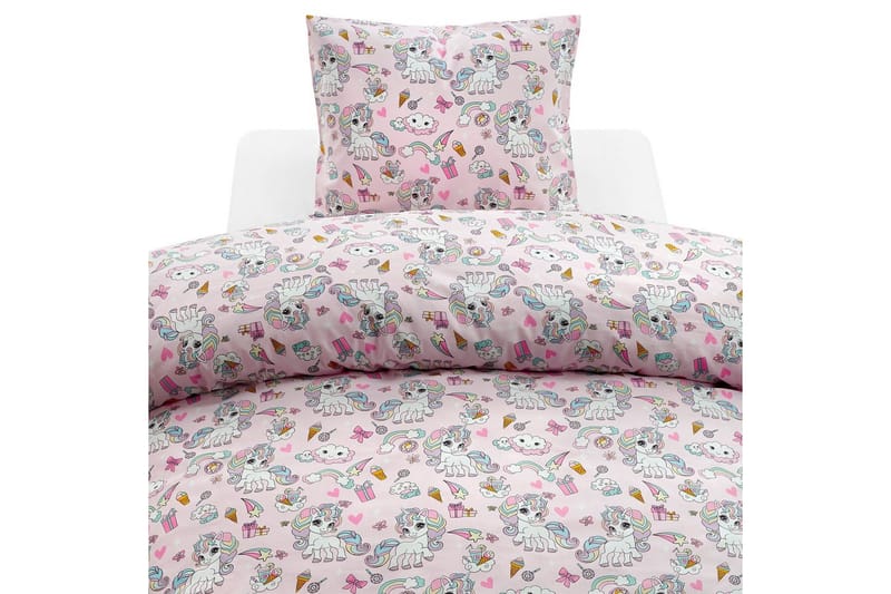 Dynebetræk Enkeltseng 2-dels Enhjørning, Rosa