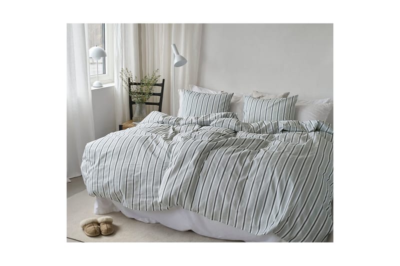 Dynebetræk Enkeltseng 2-dels Sunnan Rand - Grøn - Tekstiler - Sengetøj - Sengesæt & dynesæt