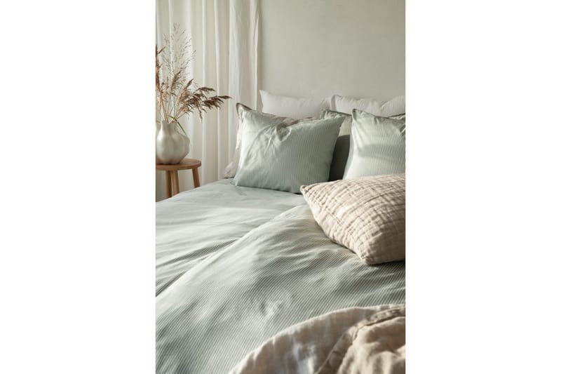 Dynebetræk Enkeltseng 2-dels Thelma Stripe - Grøn - Tekstiler - Sengetøj - Sengesæt & dynesæt