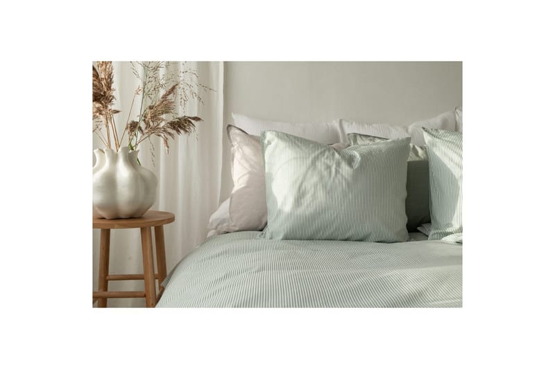 Dynebetræk Enkeltseng 2-dels Thelma Stripe - Grøn - Tekstiler - Sengetøj - Sengesæt & dynesæt