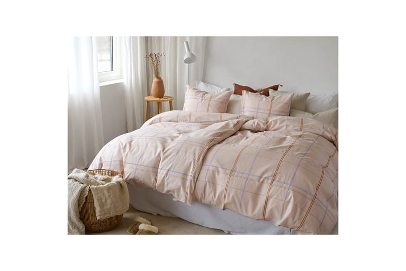 Dynebetræk Enkeltseng 2-dels Tyra Ruta - Lilla - Tekstiler - Sengetøj - Sengesæt & dynesæt