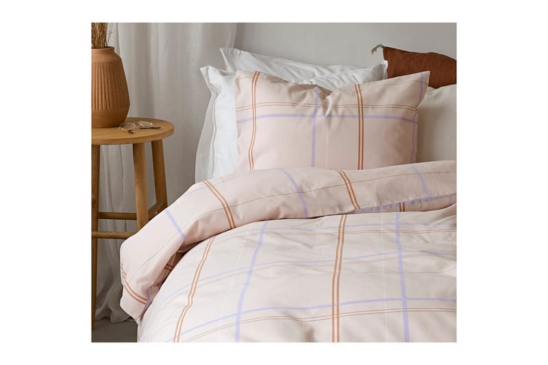 Dynebetræk Enkeltseng 2-dels Tyra Ruta - Lilla - Tekstiler - Sengetøj - Sengesæt & dynesæt