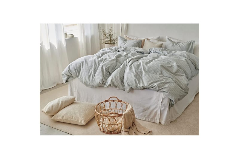 Dynebetræk Enkeltseng 2-delt Birger Flannel - Grøn - Tekstiler - Sengetøj - Dyne