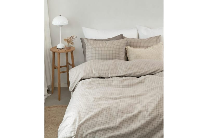 Dynebetræk Enkeltseng 2-delt Birger Flannel - Greige - Tekstiler - Sengetøj - Sengesæt & dynesæt
