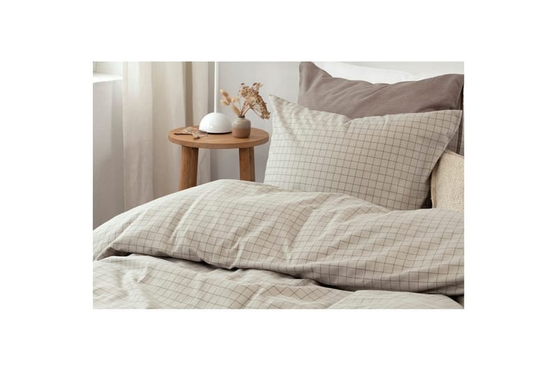 Dynebetræk Enkeltseng 2-delt Birger Flannel - Greige - Tekstiler - Sengetøj - Dyne