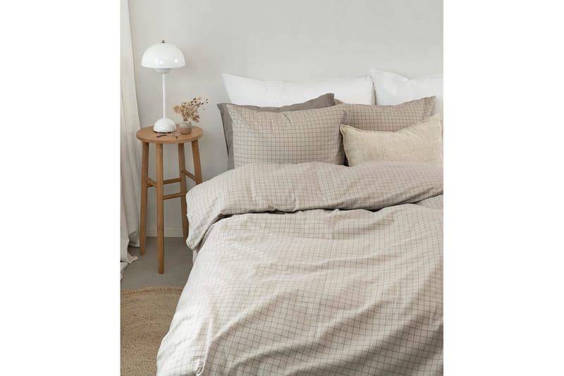 Dynebetræk Enkeltseng 2-delt Birger Flannel - Greige - Tekstiler - Sengetøj - Dyne