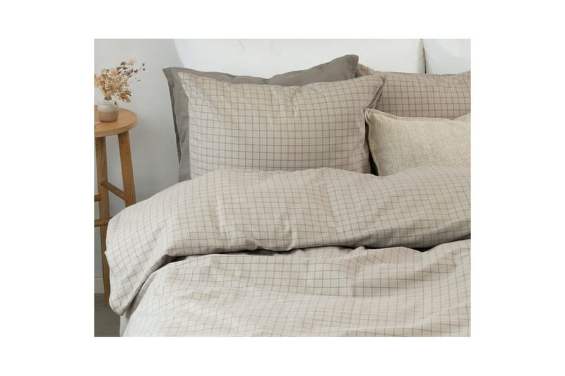 Dynebetræk Enkeltseng 2-delt Birger Flannel - Greige - Tekstiler - Sengetøj - Sengesæt & dynesæt