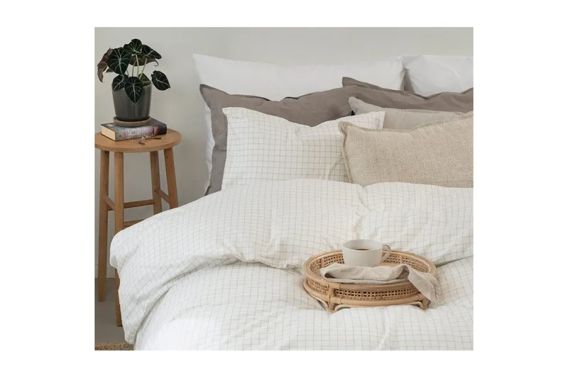 Dynebetræk Enkeltseng 2-delt Birger Flannel - Offwhite - Tekstiler - Sengetøj - Dyne