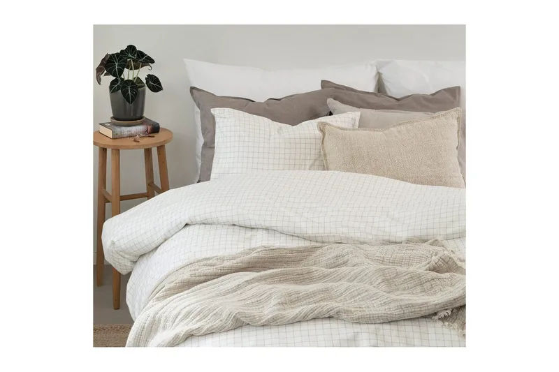 Dynebetræk Enkeltseng 2-delt Birger Flannel - Offwhite - Tekstiler - Sengetøj - Dyne