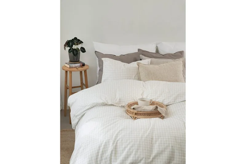 Dynebetræk Enkeltseng 2-delt Birger Flannel - Offwhite - Tekstiler - Sengetøj - Dyne