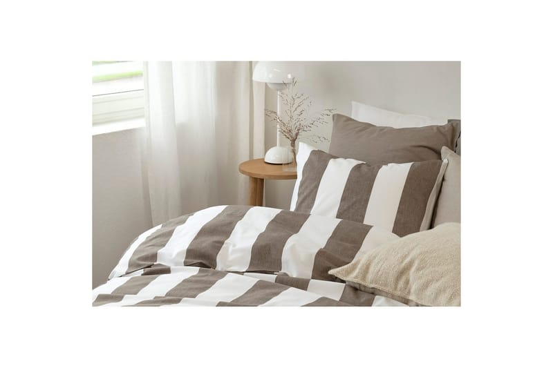 Dynebetræk Enkeltseng 2-delt Block stripe - Brun - Tekstiler - Sengetøj - Sengesæt & dynesæt