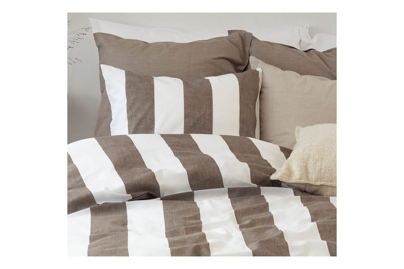 Dynebetræk Enkeltseng 2-delt Block stripe - Brun - Tekstiler - Sengetøj - Sengesæt & dynesæt