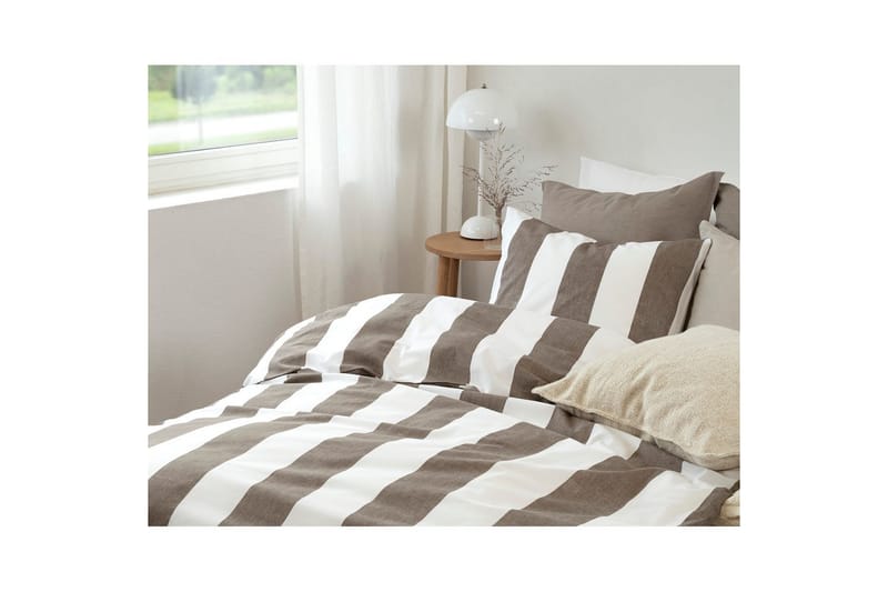 Dynebetræk Enkeltseng 2-delt Block stripe - Brun - Tekstiler - Sengetøj - Sengesæt & dynesæt