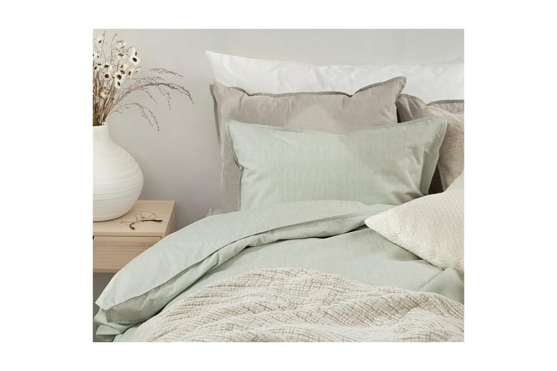 Dynebetræk Enkeltseng 2-delt Chambray Grøn - Tekstiler - Sengetøj - Sengesæt & dynesæt
