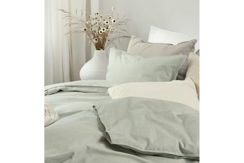 Dynebetræk Enkeltseng 2-delt Chambray Grøn - Tekstiler - Sengetøj - Sengesæt & dynesæt
