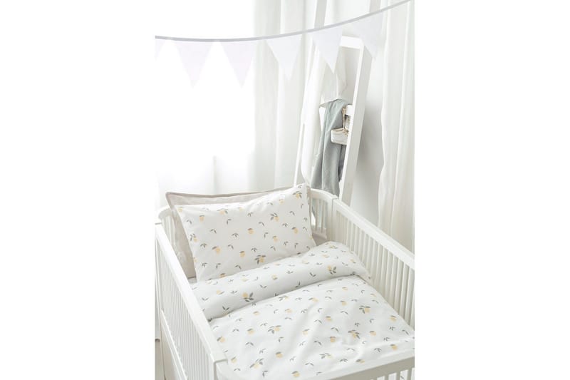 Dynebetræk til tremmeseng 2-Dele Citroner Gul - Tekstiler - Sengetøj - Sengesæt & dynesæt