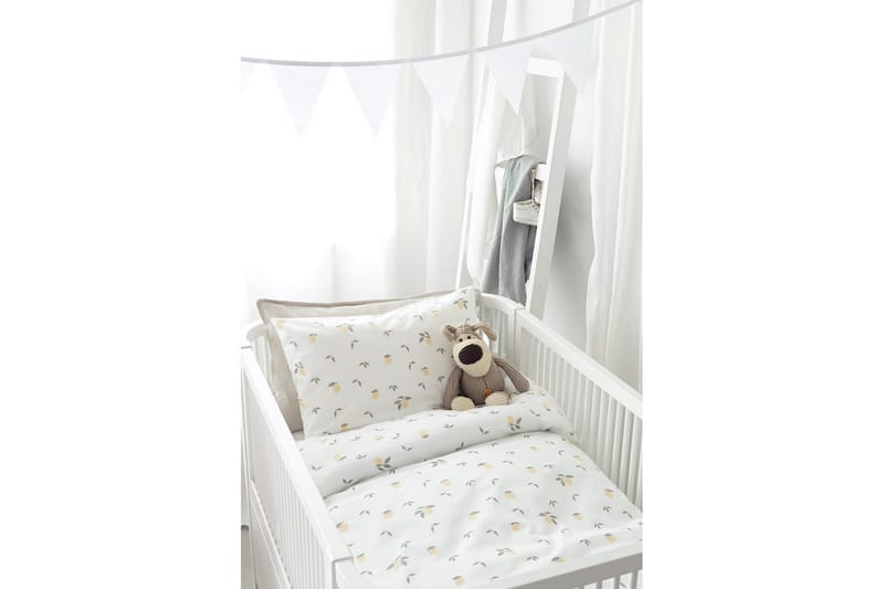 Dynebetræk til tremmeseng 2-Dele Citroner Gul - Tekstiler - Sengetøj - Sengesæt & dynesæt