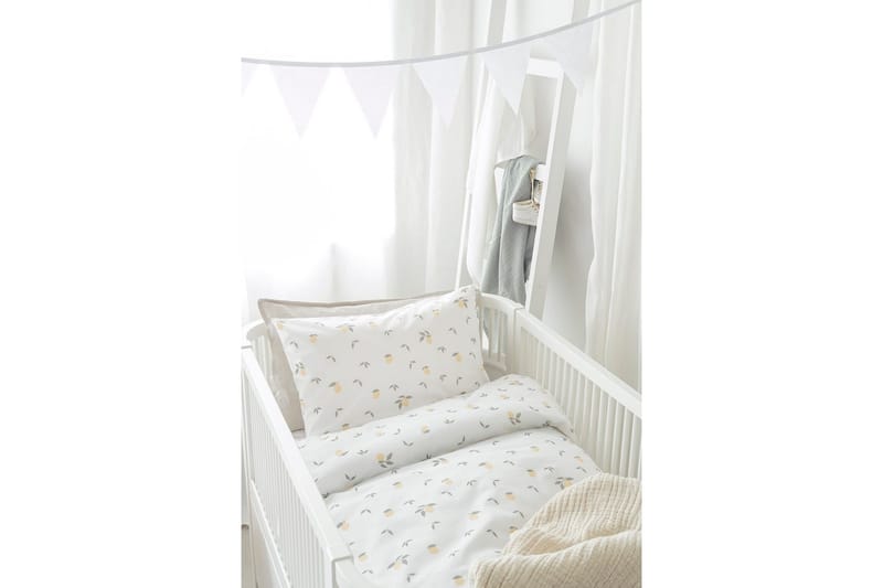 Dynebetræk til tremmeseng 2-Dele Citroner Gul - Tekstiler - Sengetøj - Sengesæt & dynesæt