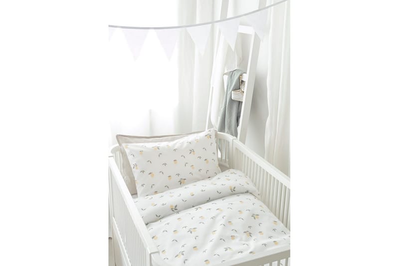 Dynebetræk til tremmeseng 2-Dele Citroner Gul - Tekstiler - Sengetøj - Sengesæt & dynesæt