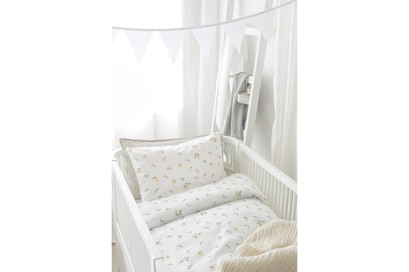 Dynebetræk til tremmeseng 2-Dele Citroner Gul - Tekstiler - Sengetøj - Sengesæt & dynesæt